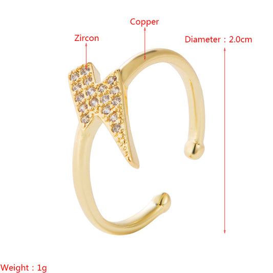 European And American Niche Design Copper Gold-plated Micro-inlaid Geometric Ring Female