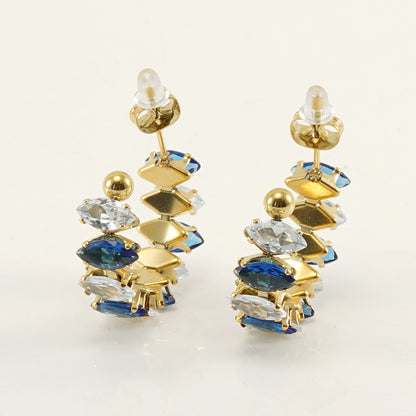 Cross-border stainless steel diamond earrings earrings Europe, America and South America fashion 18K gold titanium steel light luxury zircon earrings women