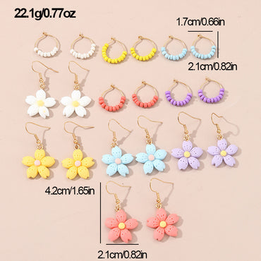 1 Set Simple Style Flower Plating Plastic Drop Earrings