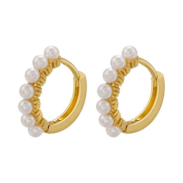 Fashion Geometric Copper Gold Plated Artificial Pearls Earrings 1 Pair