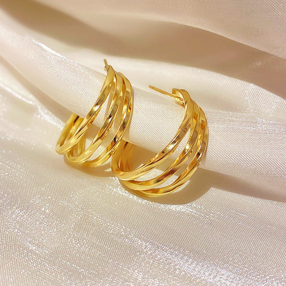 Circle Heart Geometric Metal Electroplating Earrings
