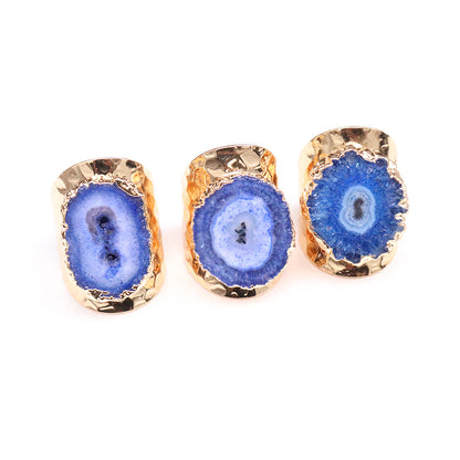 Casual Irregular Agate Brass Natural Stone Wholesale Open Ring