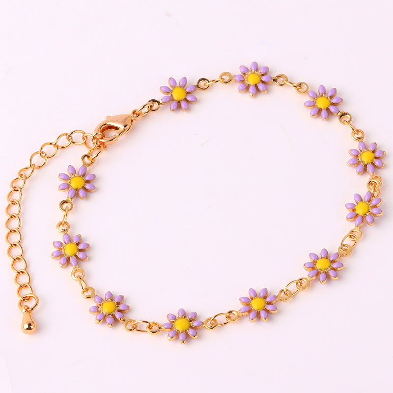 Fashion Flower Brass Gold Plated Necklace In Bulk