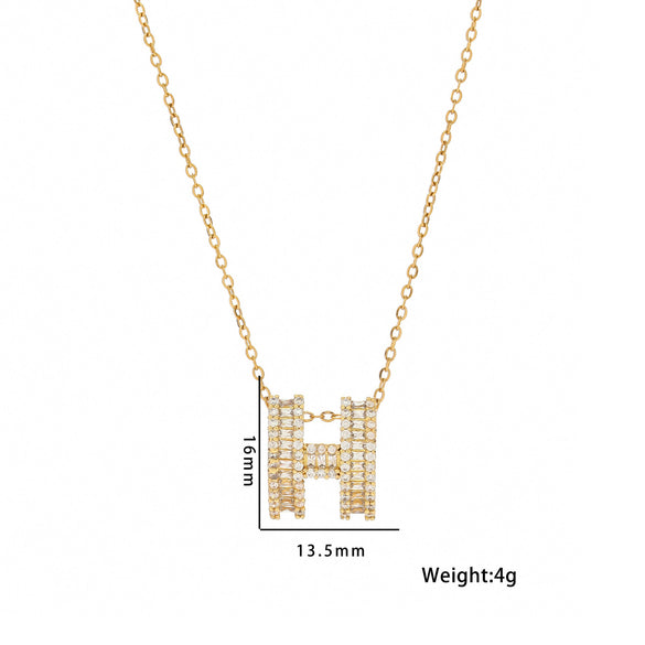 IG Style Letter Text Number Stainless Steel 18K Gold Plated Necklaces