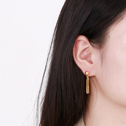 Fashion Tassel Stainless Steel Gold Round Ring Earrings