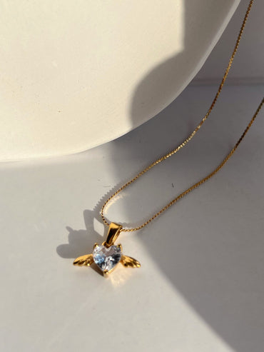 Wholesale Simple Style Heart Shape Titanium Steel Zircon Pendant Necklace