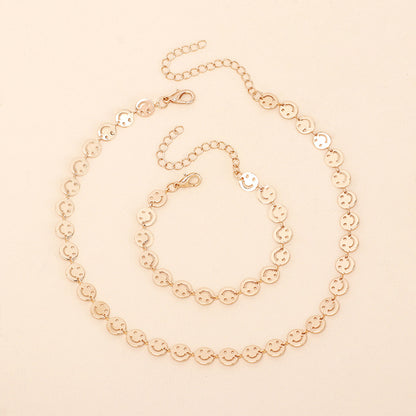 Geometric Sequins Smiley Face Necklace Bracelet Wholesale Nihaojewelry