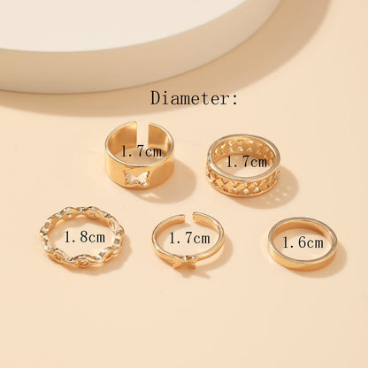 Fashion Snake-shaped Butterfly 6-piece Ring Set Wholesale