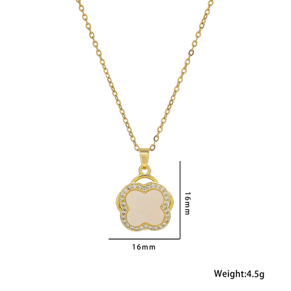 Quadrilateral Titanium Steel 18K Gold Plated Necklaces