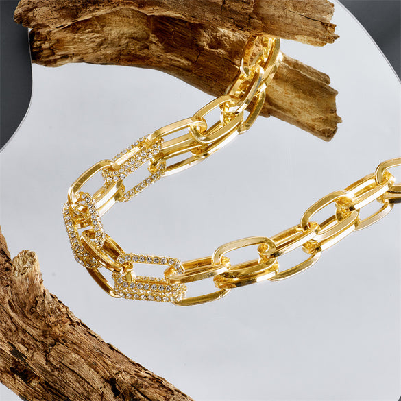 Paperclip zircon necklace summer ins cross-border hot heavy industry jewelry niche high-end necklace light luxury clavicle chain