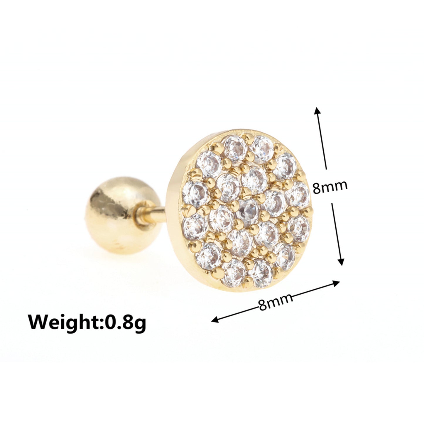 Glam Geometric Brass Inlay Zircon Ear Studs 1 Piece