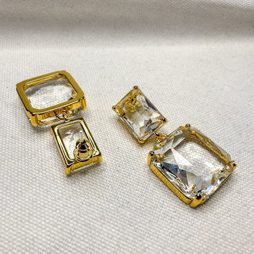1 Pair Elegant Lady Geometric Plating Inlay Copper Artificial Crystal Drop Earrings