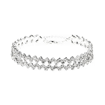 New Wedding Women's Long Diamond Necklace Earrings Bracelet Set