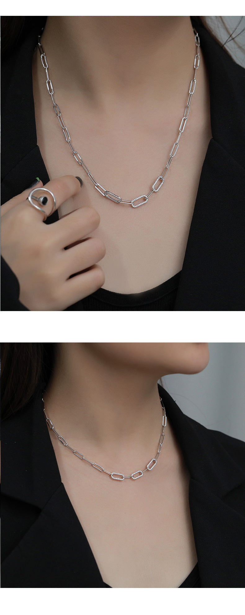 Ig Style Simple Style Solid Color Sterling Silver Plating Inlay Zircon Necklace