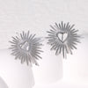 Minimalist Checkered Heart Pleated Geometric Flower Stainless Steel Electroplating Stud Earrings