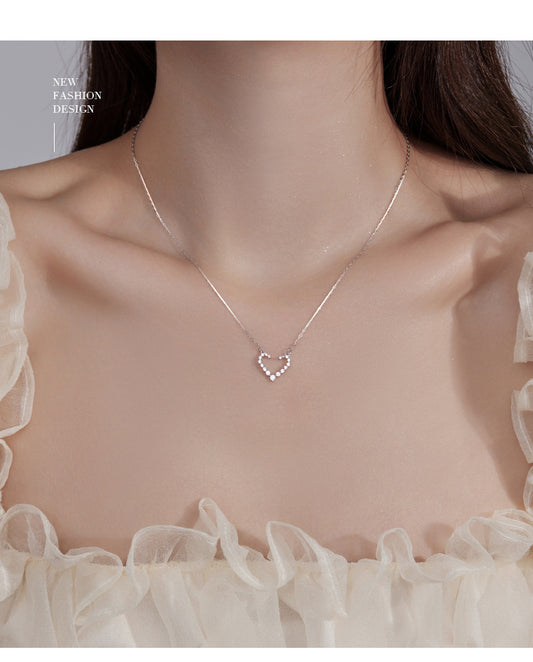 Wholesale Simple Style Heart Shape Sterling Silver Plating Inlay Zircon Necklace