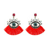 European And American Exaggerated Turkish Blue Eyes Tassel Earrings Fashionable Personalized Fan-shaped Devil Eyes Ins Earrings
