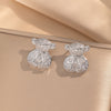 Moderate Luxury Flower Copper Diamond Inlay Stud Earrings