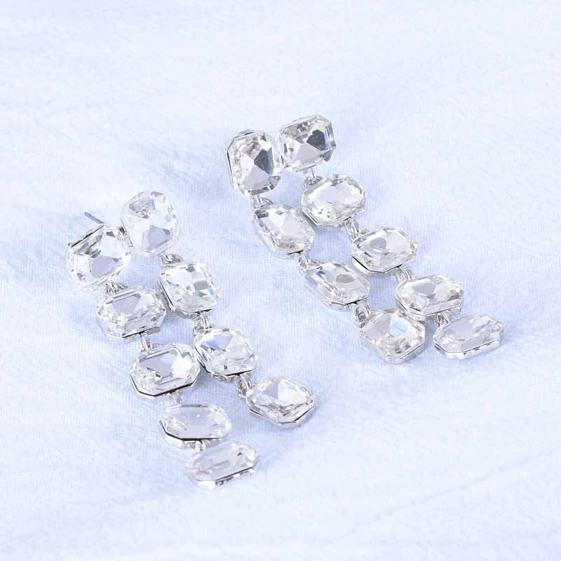 Wholesale Jewelry Ig Style Shiny Square Alloy Rhinestones Plating Inlay Drop Earrings