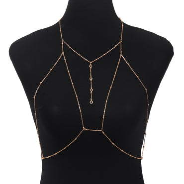 Sexy Simple Style Water Droplets Solid Color Alloy Plating Inlay Artificial Diamond Women's Body Chain