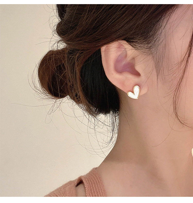 1 Pair Simple Style Heart Shape Alloy Enamel Women's Ear Studs