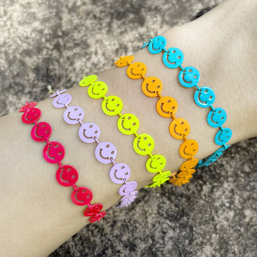New Multicolor Hollow Smiley Face Splicing Bracelet Wholesale Nihaojewelry