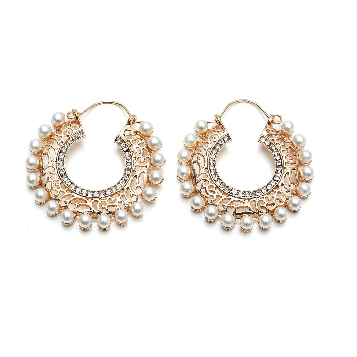 Retro Palace Style Carved Pearl Earrings