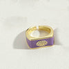popular light luxury simple style square ring independent station new devil's eye design fashion OL ring
