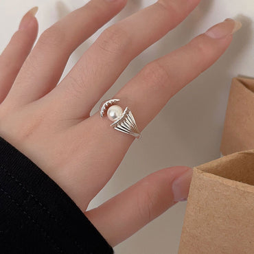 Sterling Silver Simple Style Scallop Open Rings