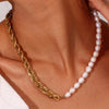 Pearl Geometric Stainless Steel 18K Gold Plated Necklaces