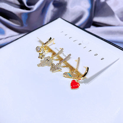 Yakemiyou Fashion Heart Gold Plated Zircon Gold Plated Earrings