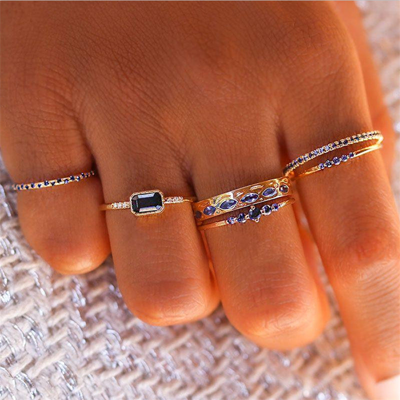 Fashion Micro-inlaid Zircon Thin Sapphire Ring Wholesale Nihaojewelry