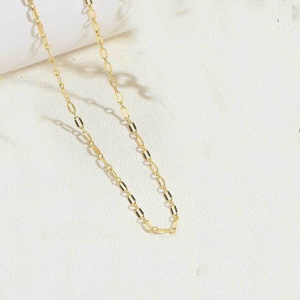 Cross-border popular copper-plated 14K real gold water ripple clavicle chain literary retro Internet celebrity with the same versatile personality necklace
