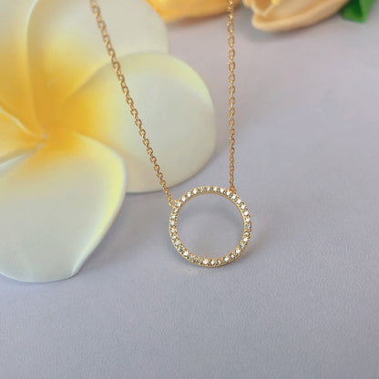 Simple Style Circle Sterling Silver Plating Inlay Zircon Pendant Necklace