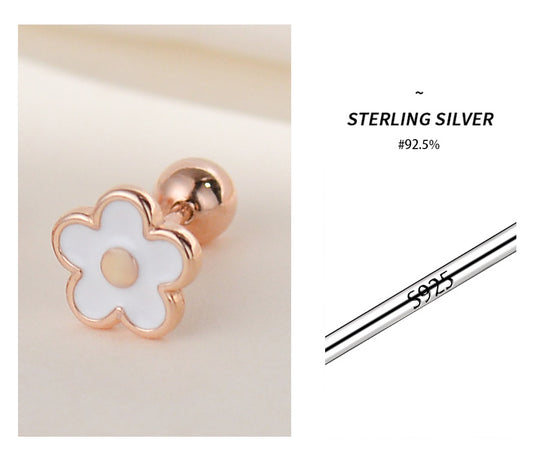 1 Pair Sweet Flower Plating Sterling Silver Ear Studs