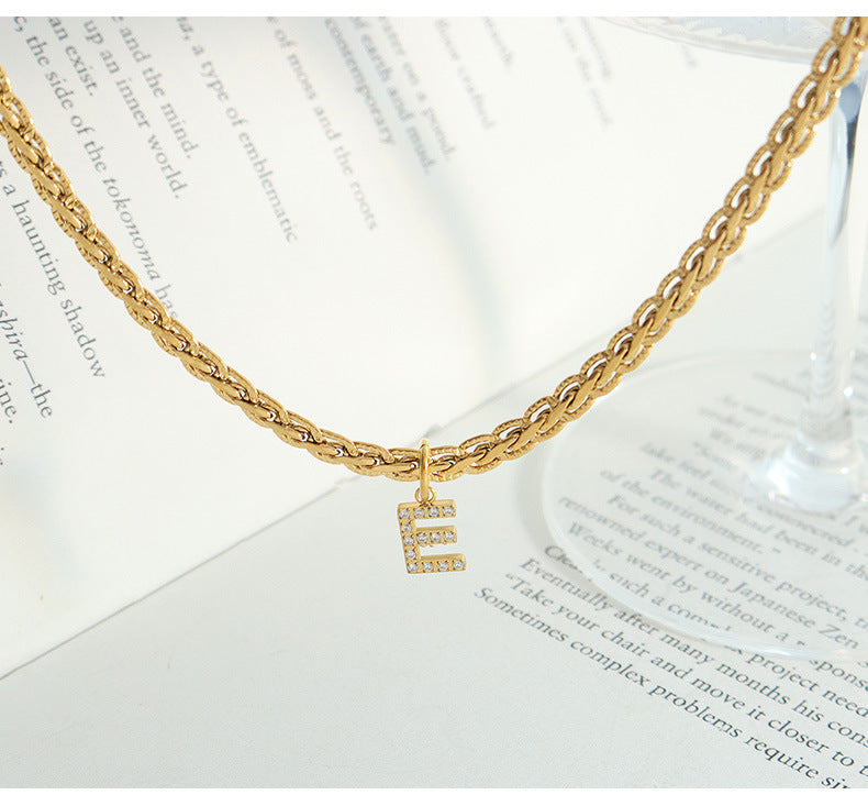 Fashion Letter Titanium Steel Copper Plating Zircon Pendant Necklace