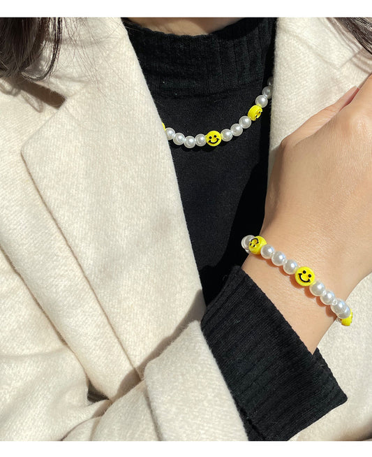 1 Piece Fashion Smiley Face Artificial Pearl Alloy Resin Women's Jewelry Set