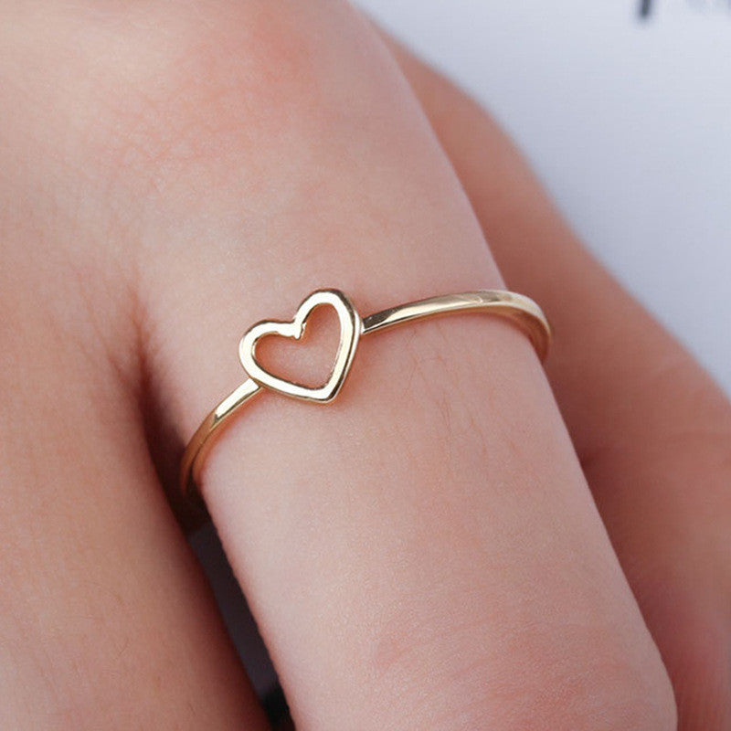 Sweet Heart Shape Stainless Steel Hollow Out Rings