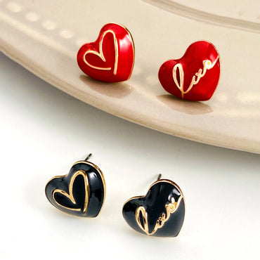 1 Pair Simple Style Classic Style Heart Shape Enamel Alloy Ear Studs