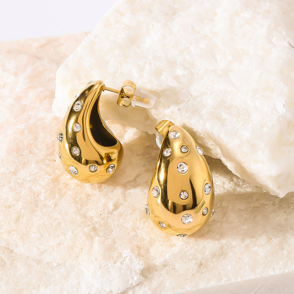 IG Style Droplet Droplet Stainless Steel Electroplating Earrings