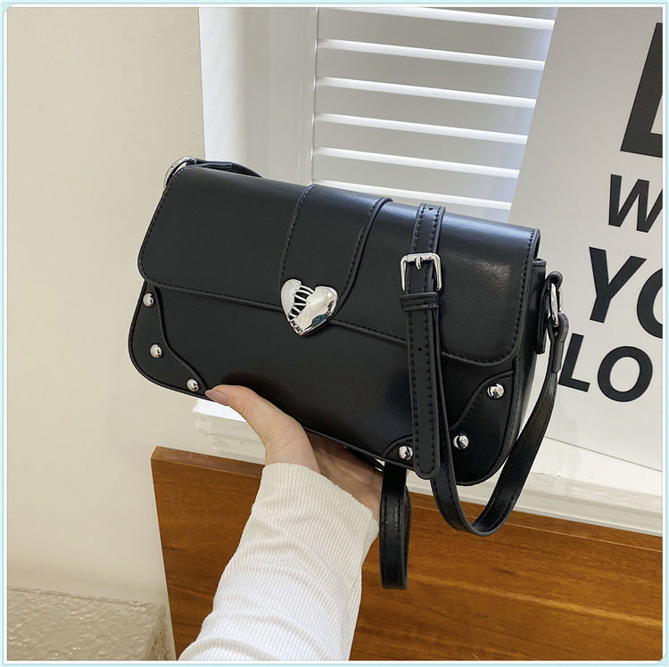 Women's Small Pu Leather Solid Color Vintage Style Classic Style Square Magnetic Buckle Shoulder Bag