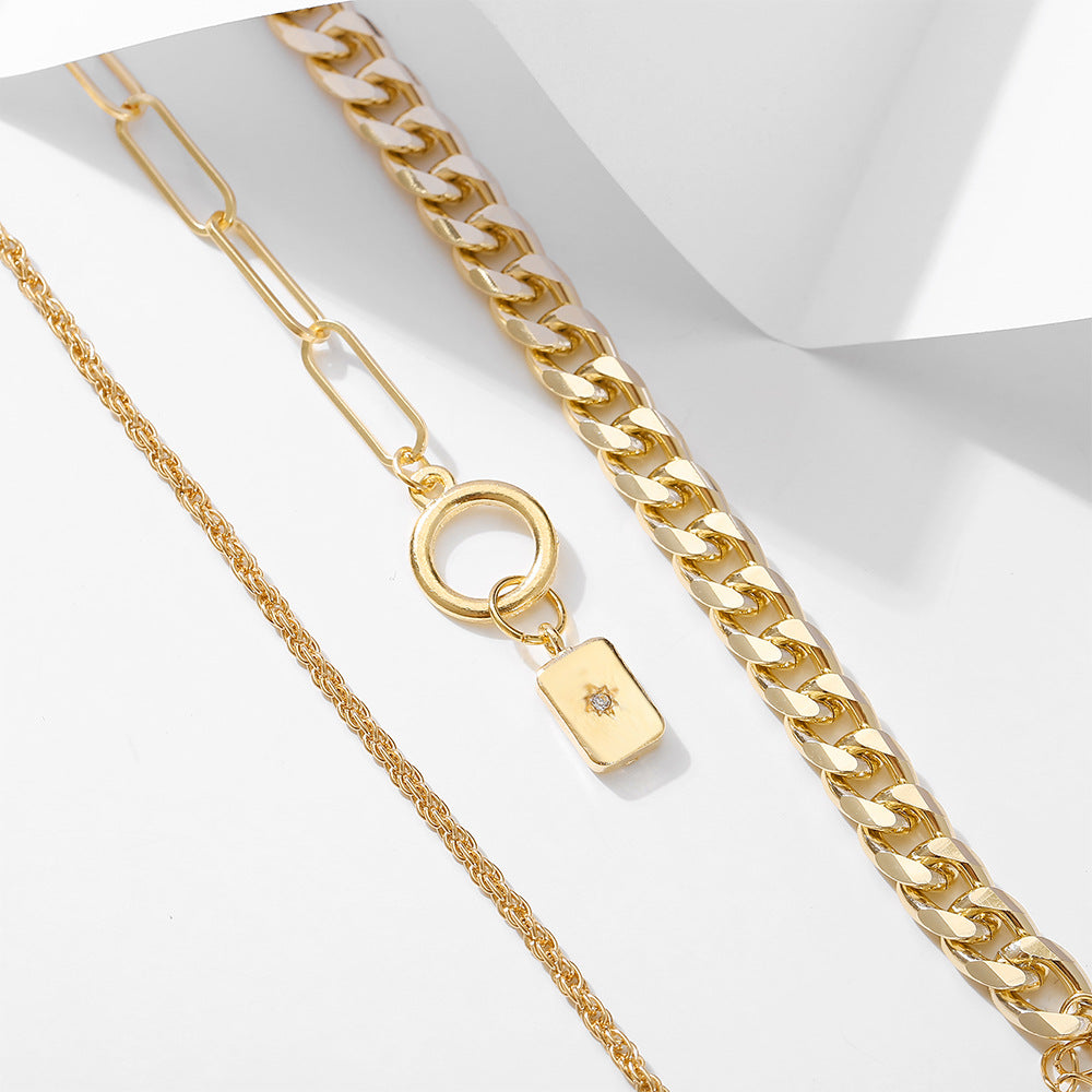 Retro Creative Gold Multi-layer Thick Chain Bracelet