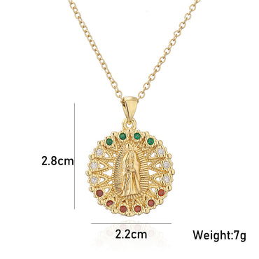 New Religious Jewelry Golden Virgin Mary Necklace Zircon Necklace Female Wholesale