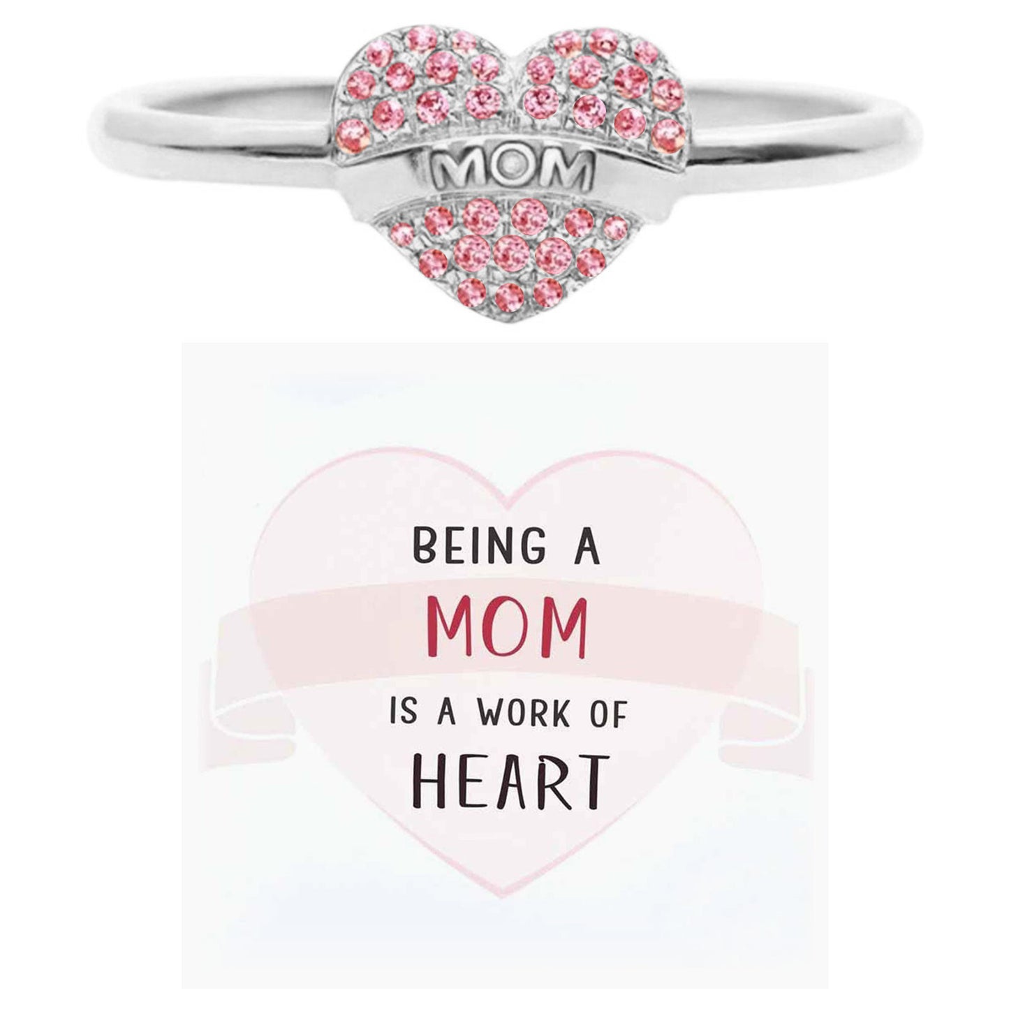 Mama Letter Heart Shape Alloy Plating Zircon Mother's Day Women's Open Ring