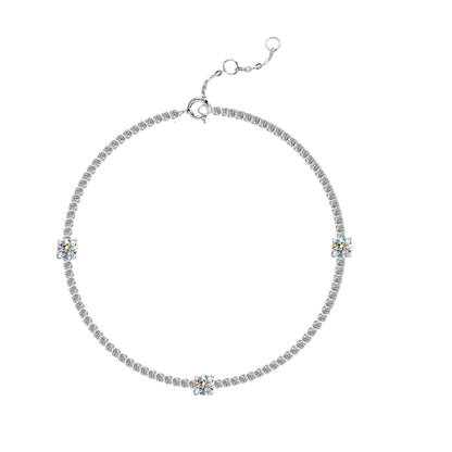 Romantic Shiny Square Sterling Silver Moissanite Bracelets In Bulk