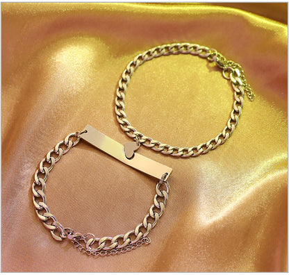 Simple Style Heart Shape Stainless Steel Polishing Plating Bracelets