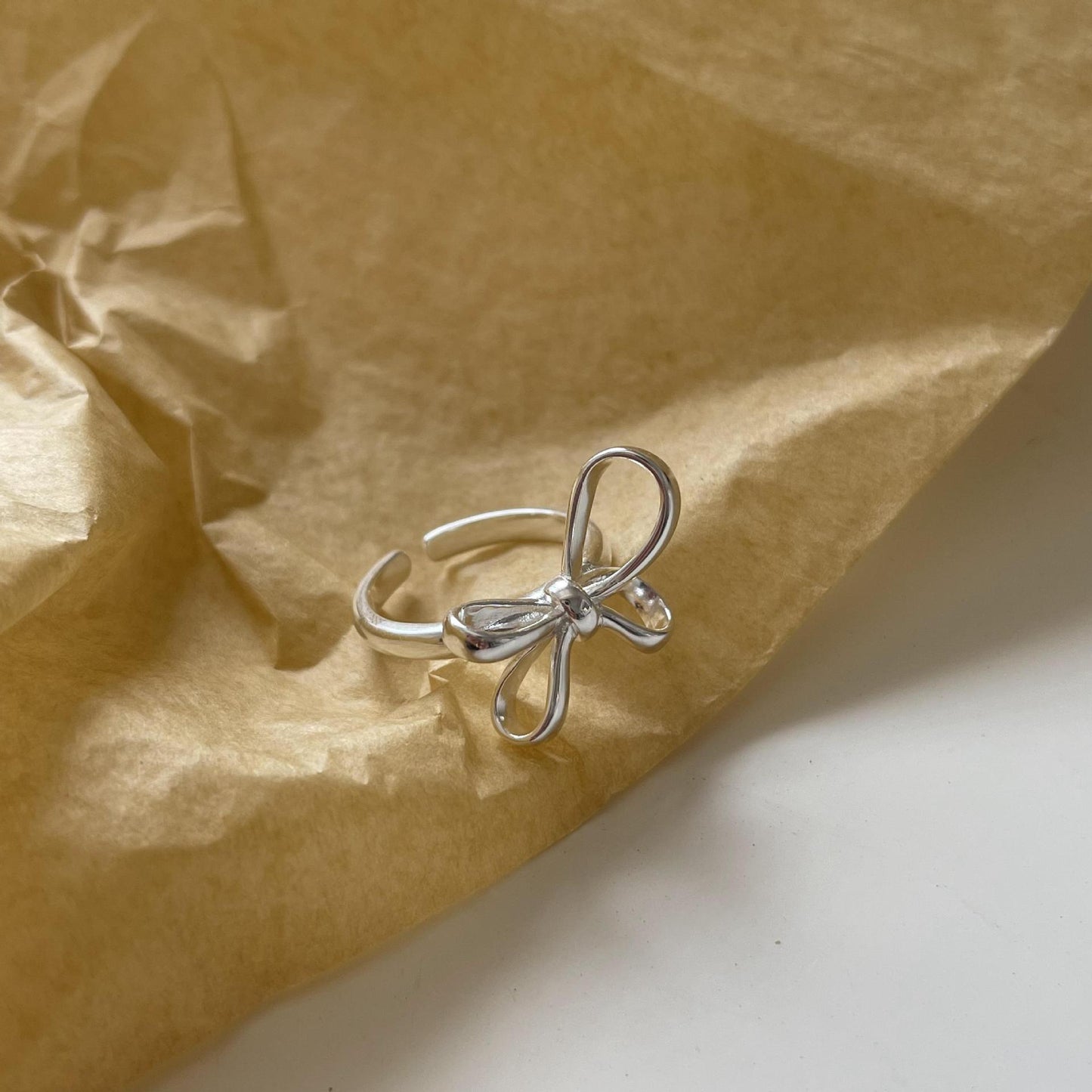 Elegant Bow Knot Sterling Silver Open Rings