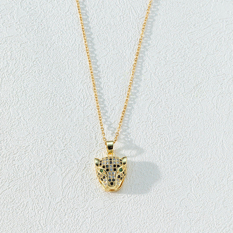 Fashion Leopard Copper Plating Inlay Zircon Pendant Necklace 1 Piece