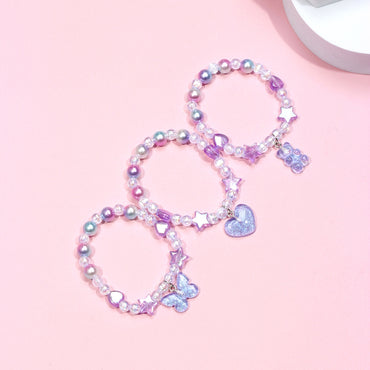 1 Set Simple Style Star Heart Shape Plastic Beaded Kid's Bracelets