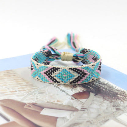 Ethnic Style Plaid Polyester Unisex Bracelets 1 Piece